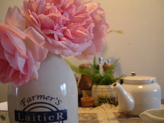 Roses on tea table